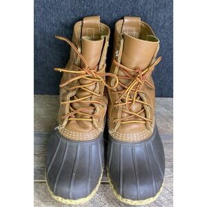 LL Bean Boots Waterproof Leather Duck Boots Brown Tan Size